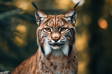 Obraz premium Eurasian lynx with tufted ears in forest
