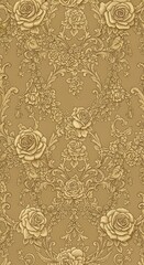 Fototapeta premium Elegant floral damask pattern in gold tones for luxury and timeless design