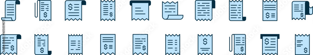 Aufkleber bundle of filled color icons of receipt. minimalistic linear pictogram for web and graphic design, a