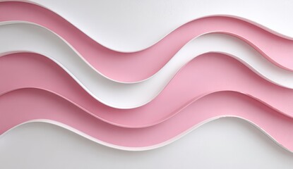 Abstract, layered curves in pink and white