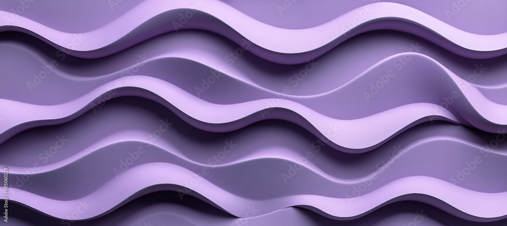 Poster pastel lavender 3d waves background with smooth textures and delicate patterns for decoration