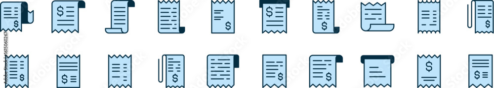 Aufkleber collection of filled color icons of receipt. minimalistic linear pictogram for web and graphic desig