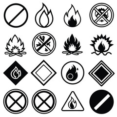 Collection of Fire Hazard Warning Signs