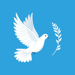 White dove in flight, a symbol of peace and freedom, soaring through the sky with outstretched wings