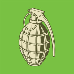 Brown vintage glass bottle hand grenade vector illustration isolated