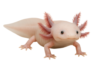 cute pink axolotl on a transparent background