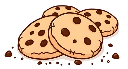 Baked cookie, Dessert icon, Chocolate cookie, Cookie illustration, Sweet snack, Homemade cookie, Crispy cookie, Soft cookie, Round cookie, Cookie with chips, Cookie clipart, Cookie art, Bakery icon, C