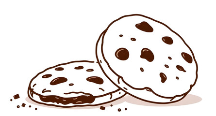 Chocolate chip cookie, Cookie vector, Baked cookie, Dessert icon, Chocolate cookie, Cookie illustration, Sweet snack, Homemade cookie, Crispy cookie, Soft cookie, Round cookie, Cookie with chips, Cook