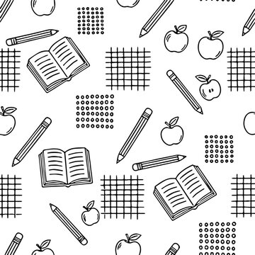 seamless pattern background with school accessories