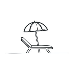 Minimalist beach lounge chair and umbrella illustration
