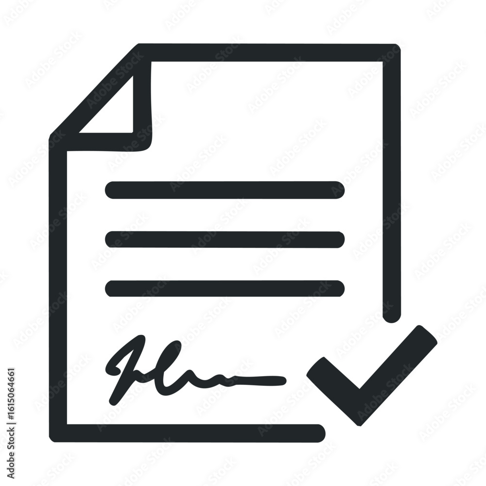 Poster document with signature and checkmark icon