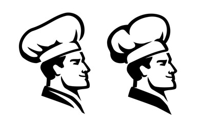 Portrait of male cook in hat. Professional chef emblem. Symbol for restaurant or cafe menu. Culinary cooking