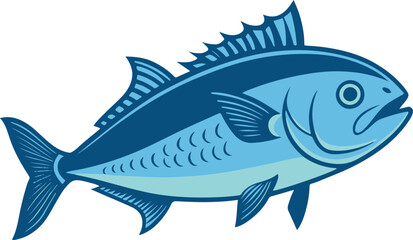 White background vector illustration of an isolated blue aquatic sea animal, a symbol of marine wildlife and ocean nature