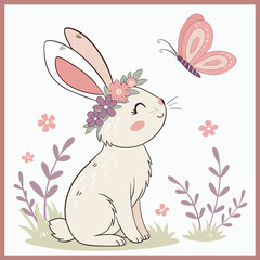 Adorable watercolor rabbit illustration
