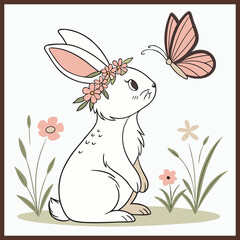 Adorable watercolor rabbit illustration