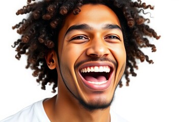 Young Brazilian man isolated on white background laughing