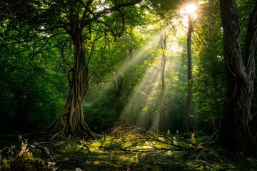 Sunbeam in Tropical Rain forest