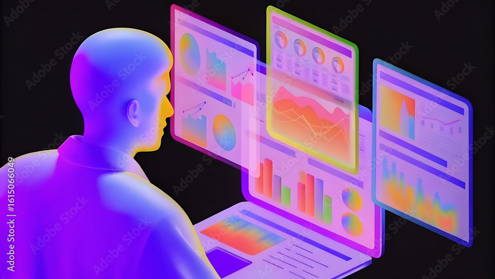 Poster ai generate processes concept businessman using technology generative artificial intelligence for bu