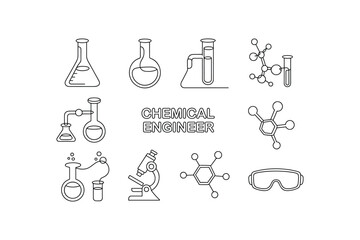 Chemical engineering equipment and molecular structures laboratory equipment beakers