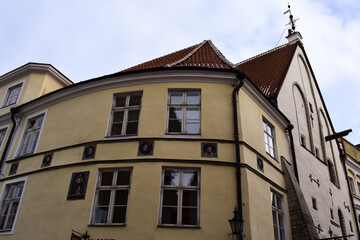 Historic Tallinn Old Town Buildings with Decorative Facades