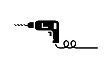 Simple Black and White Drill Icon