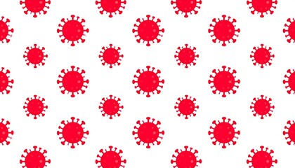 Red virus pattern on white background