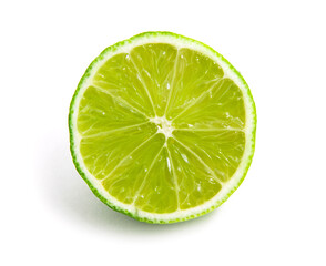 Lime slice isolated on white background.