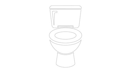 Toilet Bowl Line Art Illustration on Transparent Background for Restroom and Plumbing Designs