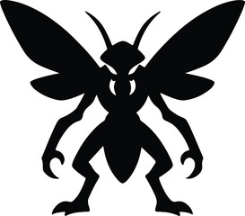 Silhouette aggressive wasp insect creature vector illustrator