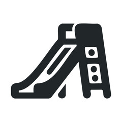 Black playground slide icon in minimalist silhouette design