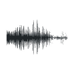 Sound waveform representation with spiky graphical pattern on white background