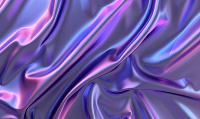 Fototapeta premium Iridescent fabric texture with folds abstract purple pink and blue background
