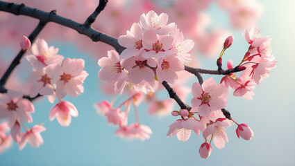 Fototapeta premium Close-Up of Cherry Blossoms in Spring Light