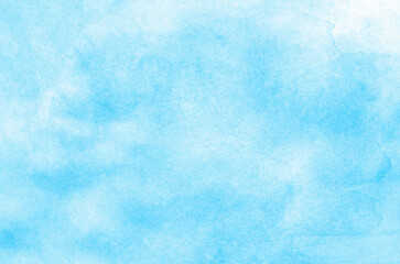 Hand painted blue watercolor background.