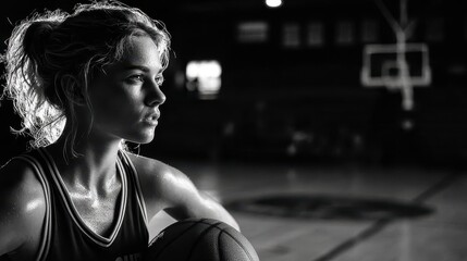 Focused Basketball Player in Gym
