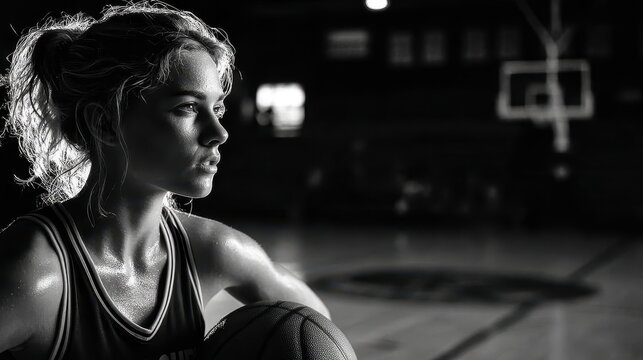 Focused Basketball Player in Gym