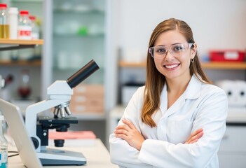 a young woman in a laboratory setting.