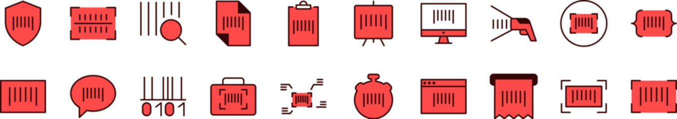 Barcode Filled Color Icon Pack. Minimalistic Linear Pictogram for Web and Graphic Design, Apps, Banners, Social Network and Cards