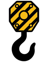 yellow-and-black striped crane hook with octagonal casing