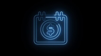 Financial Calendar Animation with Glowing Lines on Black Background