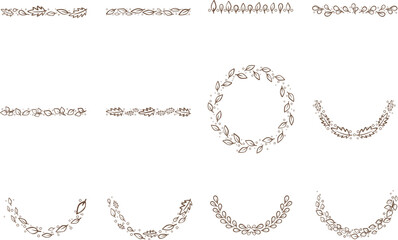 Abstract dooble leaves and air bubble color wreath ornament for decoration on on classic style nature and wedding event.
