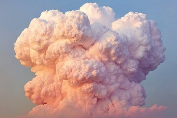 Huge, fluffy, pinkish-white cloud cluster against pale sky