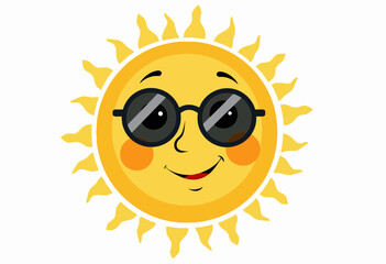 Cartoon sun wearing sunglasses with a cheerful expression  