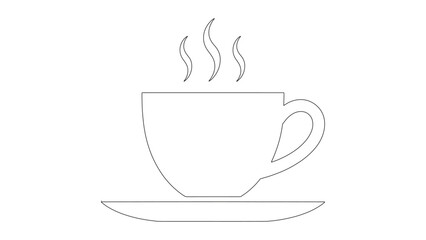Coffee Cup Line Art, Hot Drink, Beverage, Cafe, and Restaurant Menu Illustration