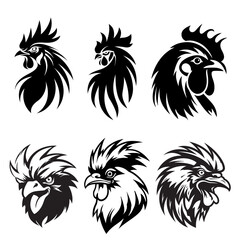 set of black and white rooster head logos © Salsa