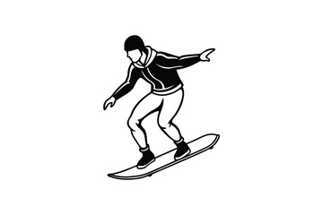 Fototapeta premium Snowboarder Silhouette Action Pose Vector Illustration
