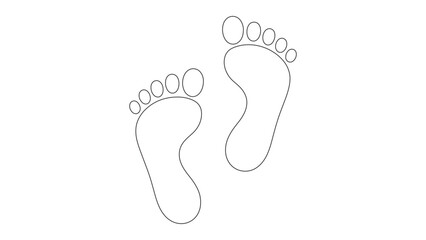 Continuous Line Drawing of Footprints Walking Concept Minimalist Design Vector Art