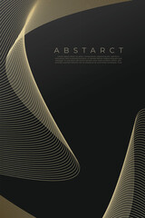 Elegant Black and Gold Abstract Lines Background Design with Smooth Wave Curves, Luxury Minimal Style for Posters and Banners