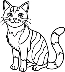 Obraz premium Funny black and white cartoon cat and mouse vector illustration with a cute kitten silhouette