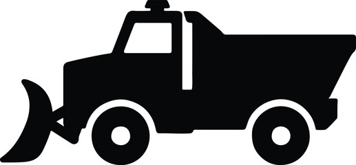Silhouette snow plow truck winter service vehicle vector illustrator
